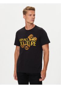 Versace Jeans Couture T-Shirt 76GAHG00 Czarny Regular Fit. Kolor: czarny. Materiał: bawełna