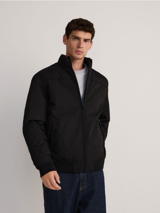 Czarna kurtka Reserved ze stójką, gładkie 862BZ-99X - Kurtki