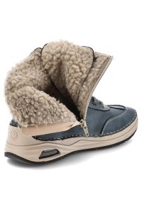 Niebieskie Botki Rieker Ocieplane Obuwie Damskie. Okazja: na co dzień. Zapięcie: sznurówki. Kolor: niebieski. Materiał: futro. Styl: casual, sportowy #4