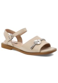 Sandały damskie Artiker, cholewka ze skóry naturalnej licowej pasek wokół kostki z regulacją na klamrę, beżowe, 58C1605. Zapięcie: klamry. Kolor: beżowy. Materiał: skóra #1