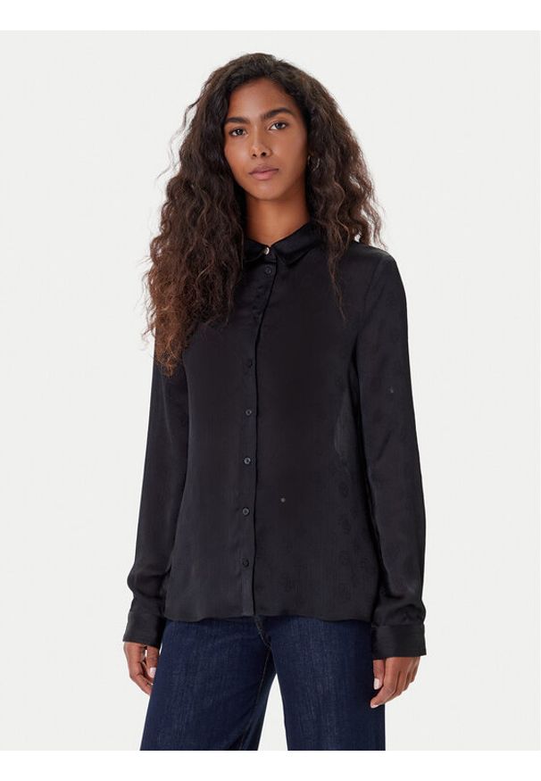 Guess Koszula W5YH1A WHCR2 Czarny Regular Fit. Kolor: czarny. Materiał: syntetyk