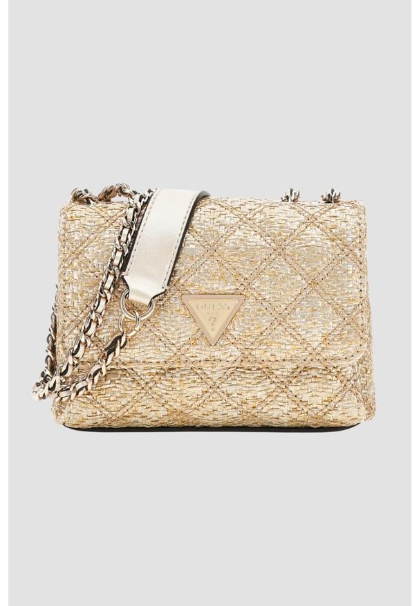Guess - GUESS Złota kopertówka damska Giully Mini 2. Kolor: złoty. Styl: wizytowy, casual, elegancki