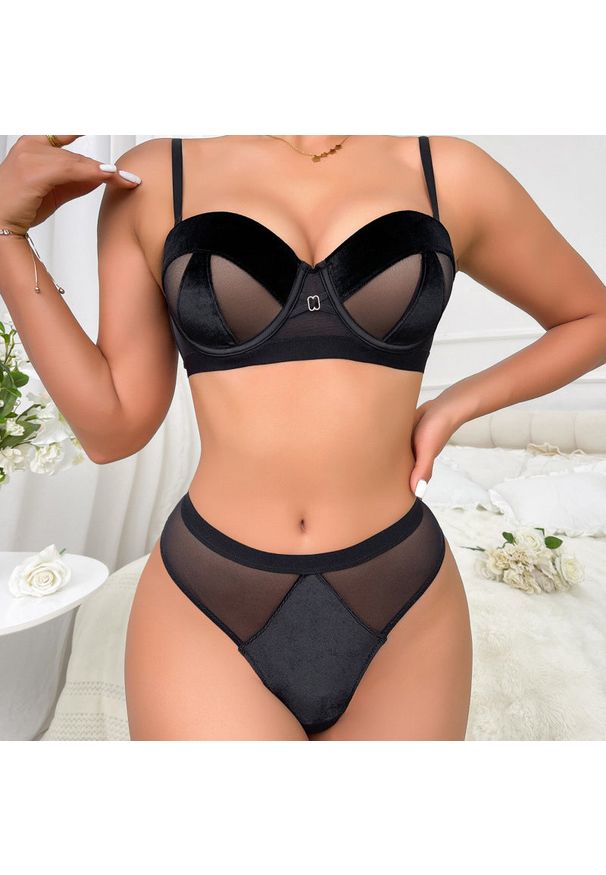 Intica - Komplet bielizny modelujący z biustonoszem i figami Shaniya. Kolor: różowy. Materiał: tkanina. Wzór: aplikacja