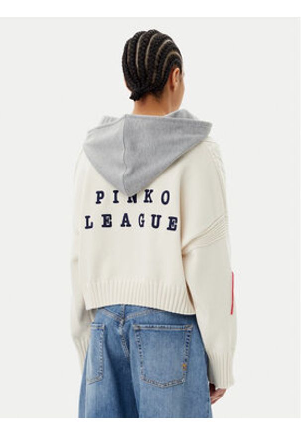 Pinko - PINKO Sweter Breithorn Maglia 104621 Écru Relaxed Fit. Materiał: bawełna