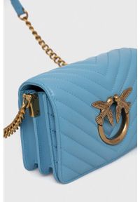 Pinko torebka skórzana kolor niebieski. Kolor: niebieski. Materiał: skórzane. Rodzaj torebki: na ramię #3