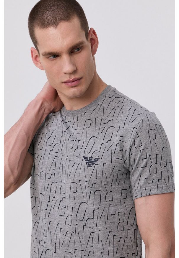 Emporio Armani Underwear - Emporio Armani - T-shirt piżamowy. Kolor: szary. Materiał: dzianina