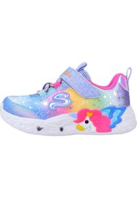 skechers - Kapcie SKECHERS UNICORN CHARMER-TWILIGHT DR Niebieski. Kolor: fioletowy, wielokolorowy. Materiał: syntetyk, tkanina. Model: Skechers Sport. Sport: turystyka piesza