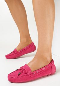 Born2be - Fuksjowe Mokasyny na Płaskiej Podeszwie z Kokardką Ariteia. Okazja: na co dzień, do pracy, na spotkanie biznesowe. Kolor: różowy. Materiał: jeans. Wzór: aplikacja. Obcas: na płaskiej podeszwie. Styl: casual, biznesowy, elegancki #3