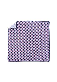 Modini - Biała poszetka w granatowo-czerwone prostokąciki E160. Kolor: biały, wielokolorowy, czerwony, niebieski #1