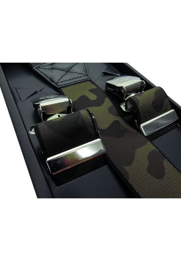 Modini - Długie szelki moro/kamuflaż leśny XL20. Materiał: skóra, guma. Wzór: moro