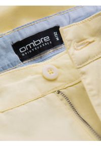 Ombre Clothing - Szorty męskie chinosy z kontrastowym podwinięciem – żółte V7. Okazja: na imprezę, do pracy, na co dzień. Kolor: żółty. Materiał: tkanina, elastan, bawełna. Długość: krótkie. Wzór: kolorowy. Sezon: lato. Styl: wakacyjny, casual #5