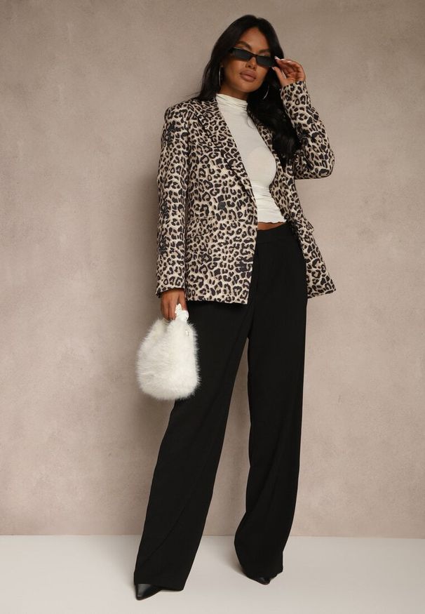 Renee - Panterkowa Klasyczna Marynarka Dwurzędowa Clarora. Okazja: na co dzień, na spotkanie biznesowe. Styl: klasyczny