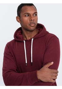 Ombre Clothing - Bluza męska z kapturem nierozpinana - bordowa V7. Typ kołnierza: kaptur. Kolor: czerwony. Materiał: bawełna, poliester #1