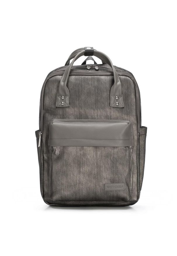 Wittchen - Męski plecak z kieszenią na laptopa 15,6" metaliczny. Kolor: szary. Materiał: nylon. Wzór: paski