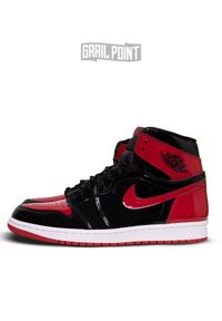 AIR JORDAN - Sneakersy Air Jordan Retro I Patent Bred. Wysokość cholewki: przed kolano. Kolor: czarny. Materiał: lakier, guma. Szerokość cholewki: normalna #2