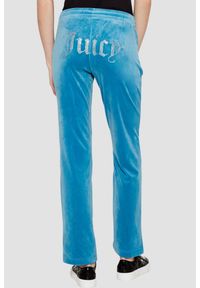 Juicy Couture - JUICY COUTURE Niebieskie damskie spodnie z cyrkoniami Tina, Rozmiar M. Kolor: niebieski. Materiał: materiał #2