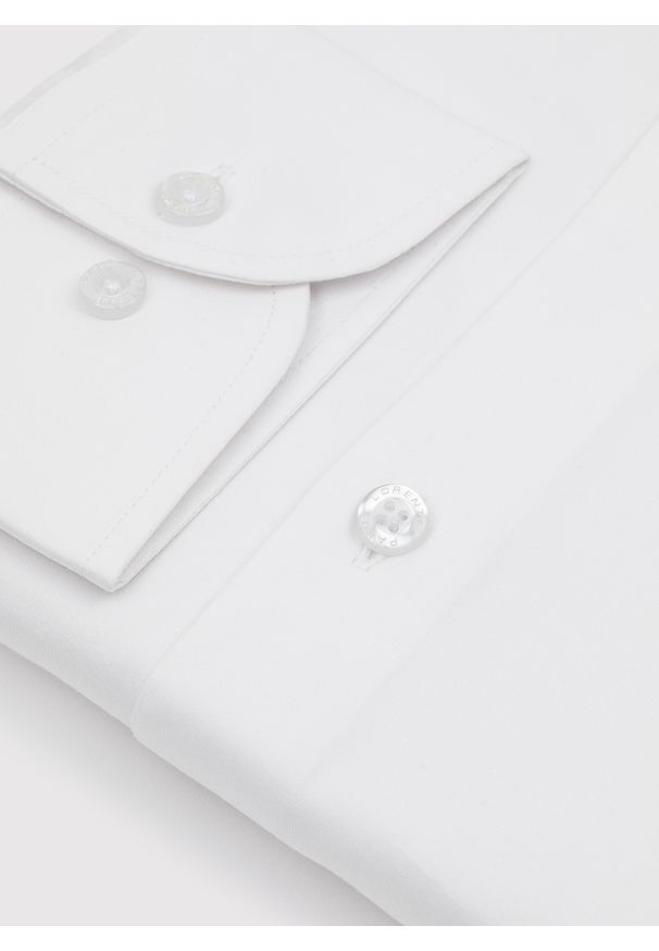 Pako Lorente - PAKO LORENTE - Biała koszula męska z długim rękawem. Kolor: biały. Materiał: bawełna, elastan. Długość rękawa: długi rękaw. Długość: długie