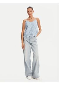Pieces Top Vilde 17156563 Błękitny Regular Fit. Kolor: niebieski. Materiał: bawełna #6