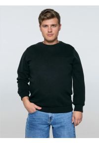 Big-Star - Bluza męska ze splotem pique czarna Wiler 906. Okazja: na co dzień. Kolor: czarny. Materiał: jeans, dzianina, materiał. Wzór: ze splotem. Styl: casual, klasyczny