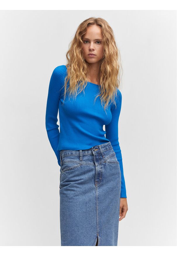 mango - Mango Sweter Annita 57023811 Niebieski Slim Fit. Kolor: niebieski. Materiał: wiskoza