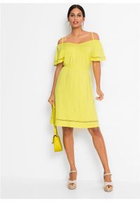 Sukienka z dżerseju z wycięciami, z przyjaznej dla środowiska wiskozy bonprix jasna limonka. Kolor: żółty. Materiał: jersey, wiskoza #4