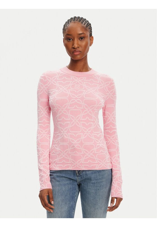 Hugo - HUGO Sweter Satero 50542604 Czarny Slim Fit. Kolor: czarny. Materiał: wiskoza