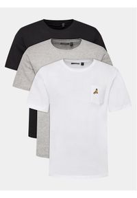Brave Soul Komplet 3 t-shirtów MTS-149TRON Biały Regular Fit. Kolor: biały. Materiał: bawełna
