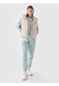 4f - 4F Bluza dresowa nierozpinana bez kaptura damska - turkusowa XXL. Okazja: na co dzień. Typ kołnierza: bez kaptura. Kolor: turkusowy. Materiał: dresówka. Wzór: gładki, ze splotem. Styl: sportowy, klasyczny, casual