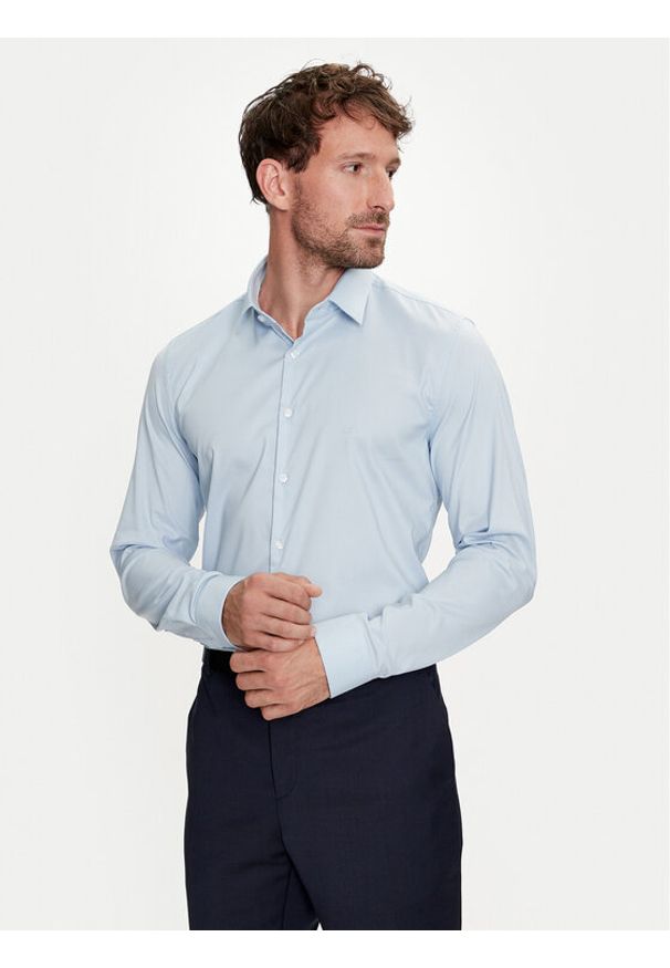 Calvin Klein Koszula K10K113182 Niebieski Slim Fit. Kolor: niebieski. Materiał: bawełna