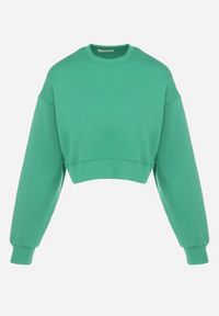 Born2be - Zielona Bluza Oversize Aza. Kolor: zielony. Materiał: polar. Długość: krótkie. Wzór: gładki #3