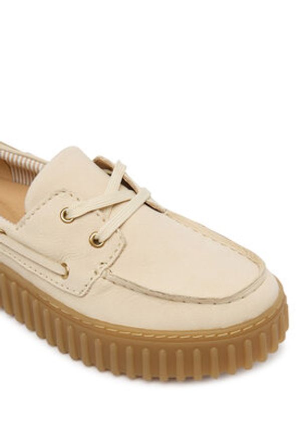 Clarks Półbuty Torhill Boat 26186302 Écru. Kolor: kremowy. Materiał: nubuk, skóra