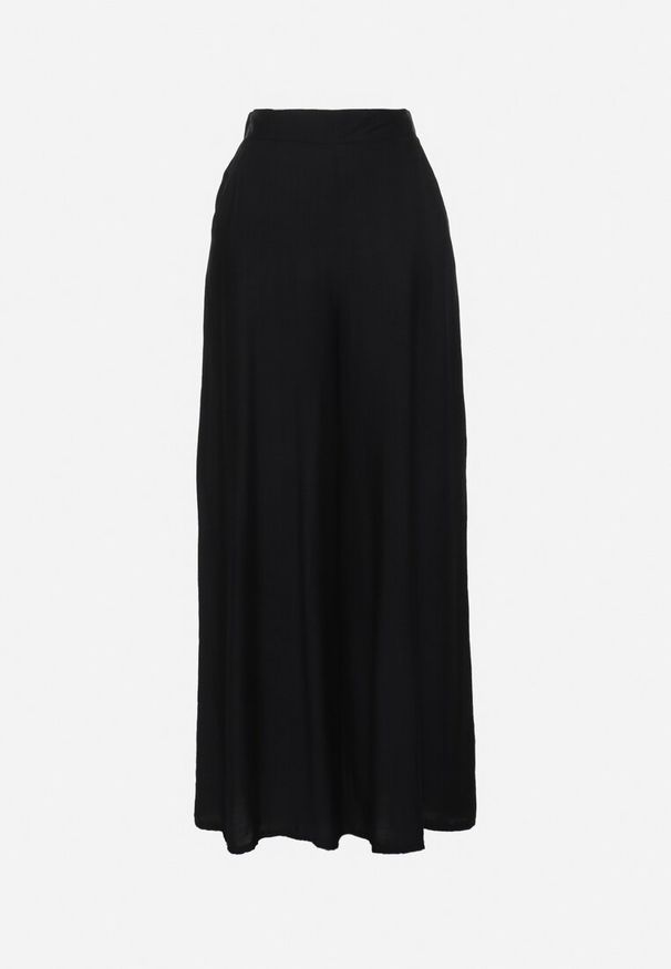 Born2be - Czarne Szerokie Spodnie z Elastyczną Gumką w Pasie i Kieszeniami Atealis. Okazja: na co dzień. Kolor: czarny. Styl: elegancki, casual