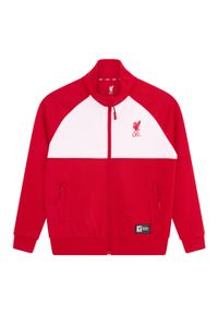 LIVERPOOL FC - Dres piłkarski dziecięcy Liverpool 21/22. Kolor: czerwony, wielokolorowy, biały. Materiał: dresówka