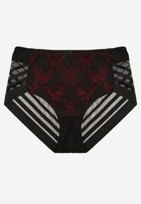 Renee - Czarno-Czerwone Siateczkowe Majtki Figi High Waist z Koronkowymi Zdobieniami Heylih. Stan: podwyższony. Kolekcja: plus size. Kolor: czarny. Materiał: koronka. Wzór: aplikacja #1