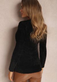 Renee - Czarny Sweter Wełniany z Alpaką Paffo. Kolor: czarny. Materiał: wełna. Długość rękawa: długi rękaw. Długość: długie. Wzór: jednolity. Styl: klasyczny #2