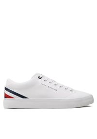 TOMMY HILFIGER - Tommy Hilfiger Sneakersy Th Hi Vulc Core Low Stripes FM0FM04735 Biały. Kolor: biały. Materiał: materiał
