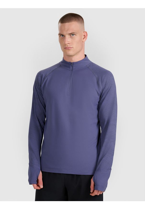 4f - 4F Bluza do biegania regular szybkoschnąca męska - granatowa S. Kolor: niebieski