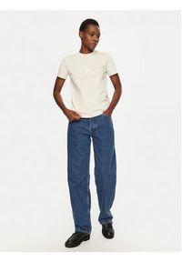 Calvin Klein Jeans T-Shirt J20J224983 Beżowy Regular Fit. Kolor: beżowy. Materiał: bawełna #5