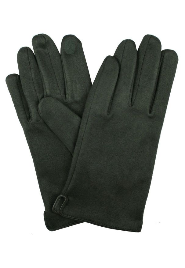 EM Men's Accessories - Miękkie i Delikatne Rękawiczki Męskie - Bawełniane - Ciemna Zieleń. Materiał: poliester, bawełna. Wzór: aplikacja. Sezon: zima, jesień