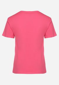 Born2be - Różowy Bawełniany T-shirt z Trójkątnym Dekoltem Nusalia. Okazja: na spacer. Kolor: różowy. Materiał: bawełna. Sezon: lato, wiosna #3