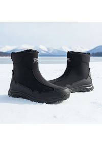 Wodoodporne śniegowce młodzieżowe ocieplane trekkingowe czarne DK 2462. Kolor: czarny. Materiał: skóra ekologiczna. Styl: młodzieżowy #1