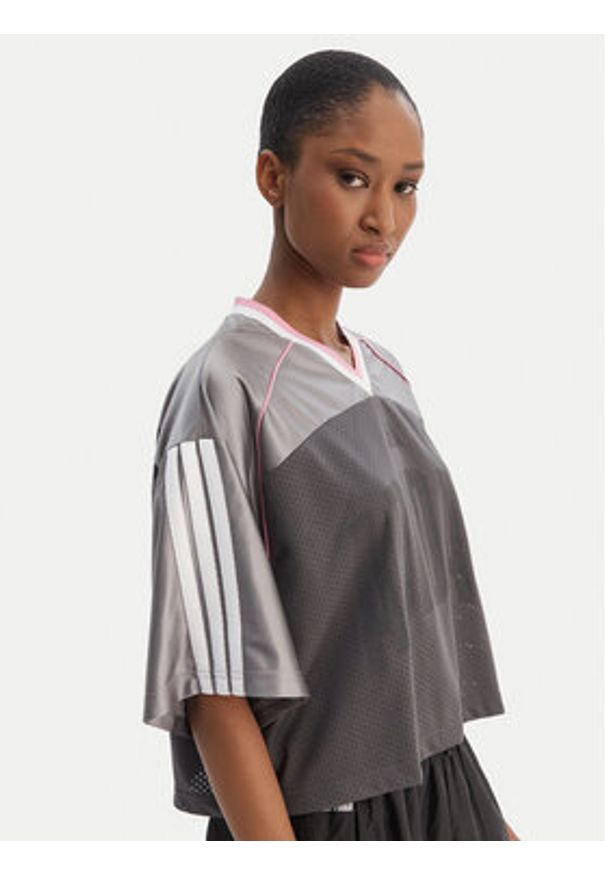 Adidas - adidas T-Shirt Stadium KC4977 Szary Loose Fit. Kolor: szary. Materiał: syntetyk