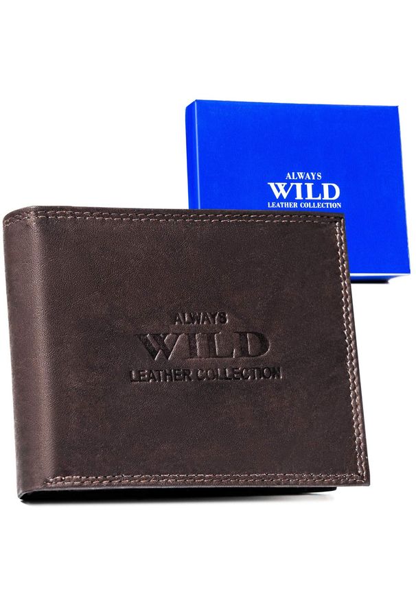 ALWAYS WILD - Portfel skórzany Always Wild AW-N5-MAL c. brązowy. Kolor: brązowy. Materiał: skóra