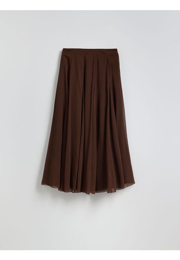 Reserved - Spódnica maxi - ciemnobrązowy. Kolor: brązowy. Materiał: tkanina