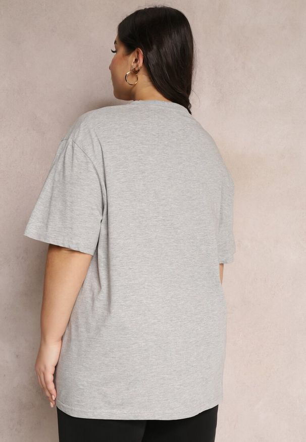 Renee - Szary Bawełniany T-shirt Oversize Thenika. Kolor: szary. Materiał: bawełna