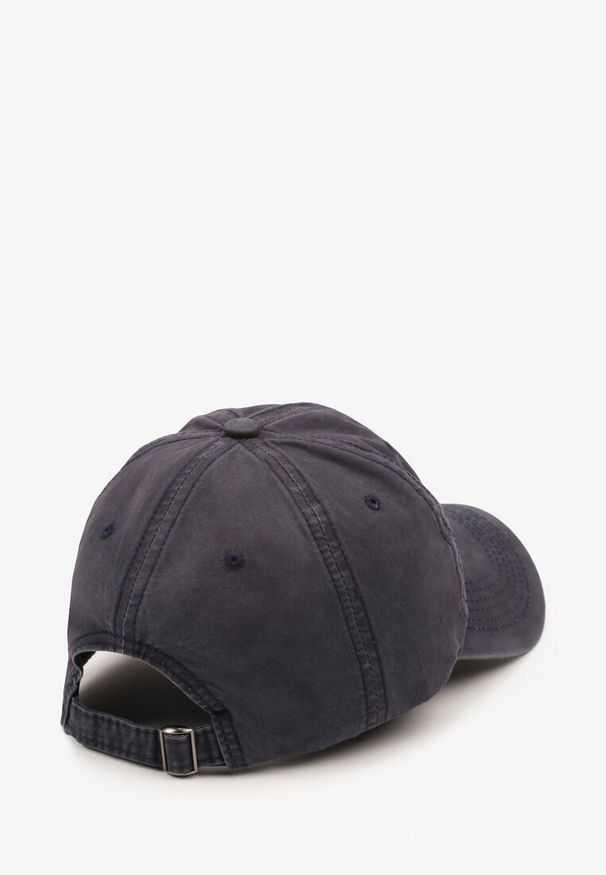 Born2be - Granatowa Czapka z Daszkiem z Bawełny Ozdobiona Napisem Voreema. Kolor: niebieski. Materiał: bawełna. Wzór: napisy, aplikacja. Styl: klasyczny, casual