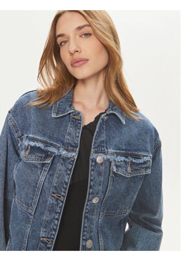 Pieces Kurtka jeansowa Alfi 17148808 Niebieski Regular Fit. Kolor: niebieski. Materiał: bawełna