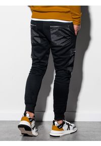 Ombre Clothing - Spodnie męskie dresowe joggery P917 - czarne - XXL. Kolor: czarny. Materiał: dresówka. Wzór: gładki #4
