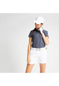INESIS - Koszulka polo do golfa MW100 damska. Typ kołnierza: polo, golf. Kolor: niebieski, wielokolorowy, szary. Materiał: materiał, bawełna #1