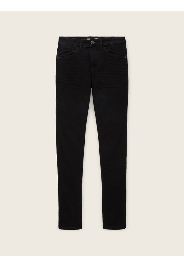 Męskie Spodnie Jeansowe Tom Tailor Troy Czarne Slim Fit 1021160 10270. Okazja: na co dzień, na randkę, na spotkanie biznesowe. Kolor: czarny. Wzór: gładki. Styl: biznesowy, klasyczny, casual, elegancki